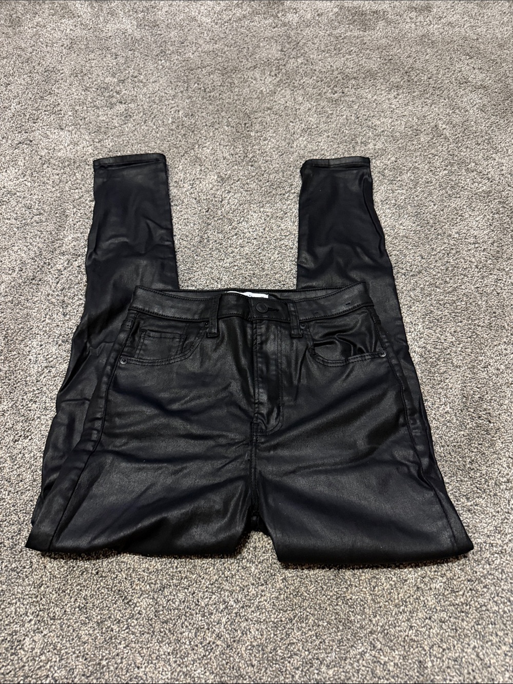 Abercrombie & Fitch Black Faux Leather Skinny Jeans